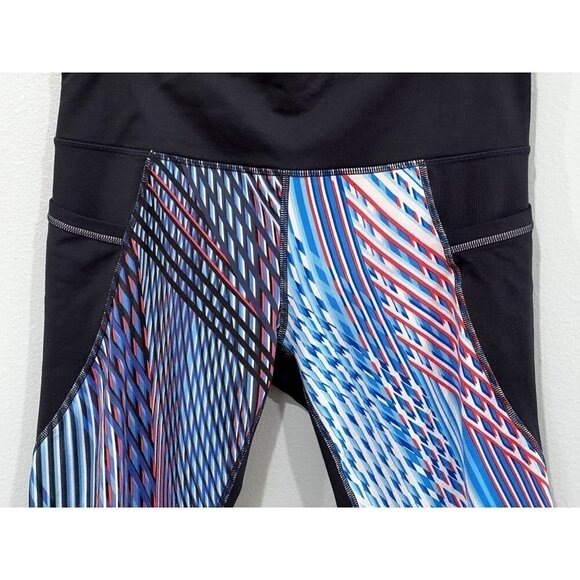 Athleta Mosaic Relay Capri 2.0 Cropped Leggings Red Blue Black w Pockets - Picture 3 of 5